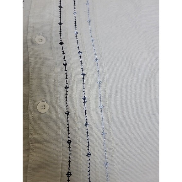 Cubavera Shirt Mens XL Blue Stripe Button Liene Blend Lightweight Embroidered - Picture 5 of 12